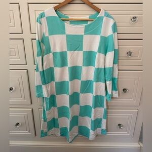 MAHI GOLD Teal and White Dress